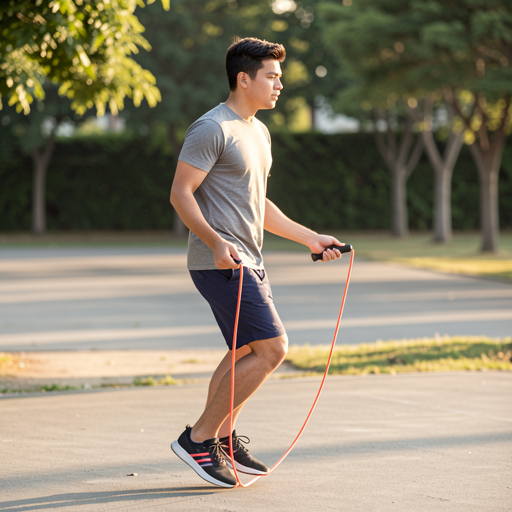 man jumping rope outdoors