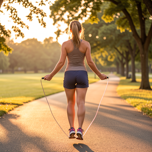 woman jumping rope outdoors