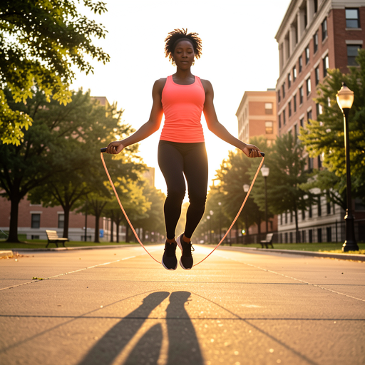 woman jumping rope outdoors