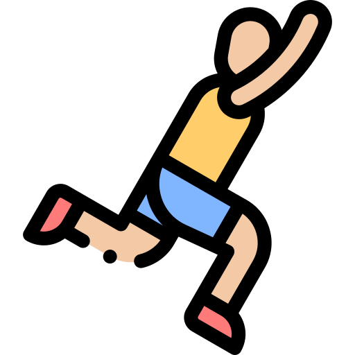 a person running and waving